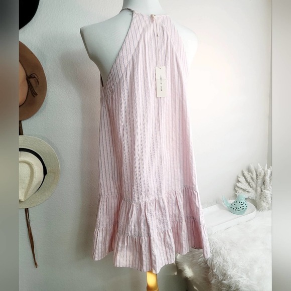 REBECCA TAYLOR NWT PINK MULTICOLOR STRIPE TANK RUFFLE DRESS Sz: 8 - Picture 15 of 16